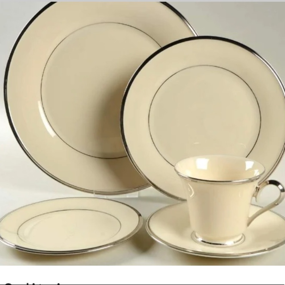 Lenox solitaire fine bone china - ivory and platinum-5piece set